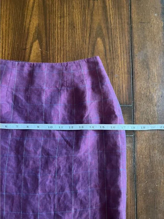 Vintage 90s Linda Allard Ellen Tracy Purple Linen Pencil Skirt 2 Petite Mini Off - Picture 7 of 8